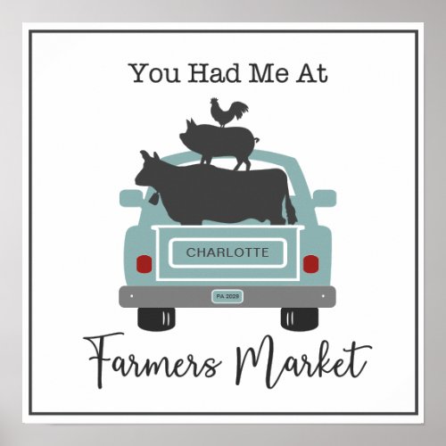 Farmers Market Personalized Your Name and State   Poster