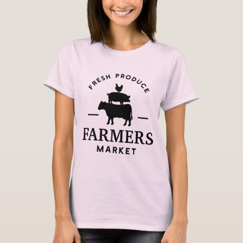 Farmers Market Pink Farm Animals  T_Shirt