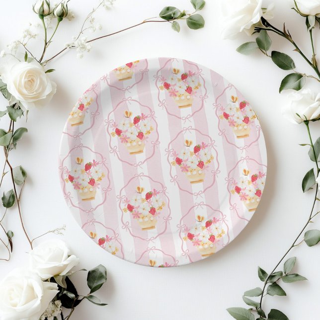 Farmers market pink Whimsical Baby shower Paper Plates (Creator Uploaded)