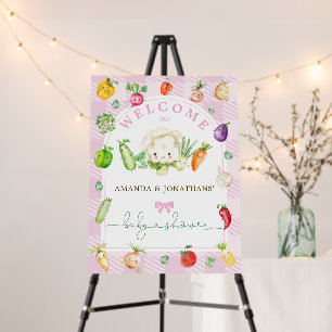 Farmers Market Plaid Pink Baby Shower Welcome Sign