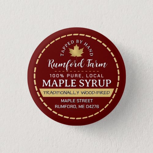 Farmers Market Promotional Maple Syrup Gold Leaf Button