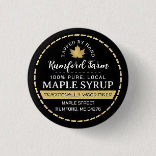 Farmer's Market Promotional Maple Syrup Gold Leaf  Button