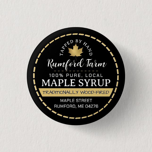 Farmer's Market Promotional Maple Syrup Gold Leaf  Button (Front)