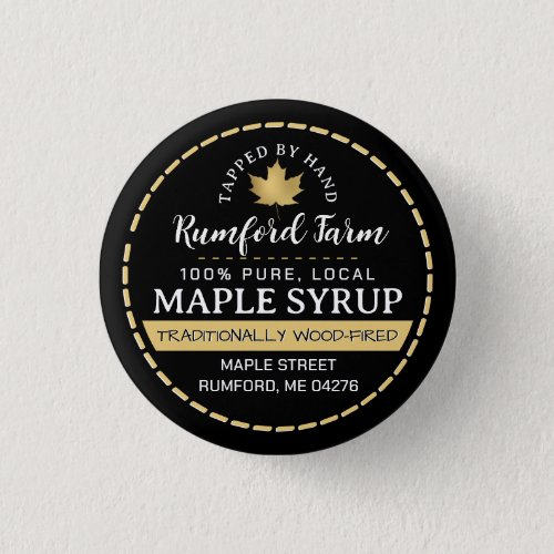 Farmers Market Promotional Maple Syrup Gold Leaf  Button