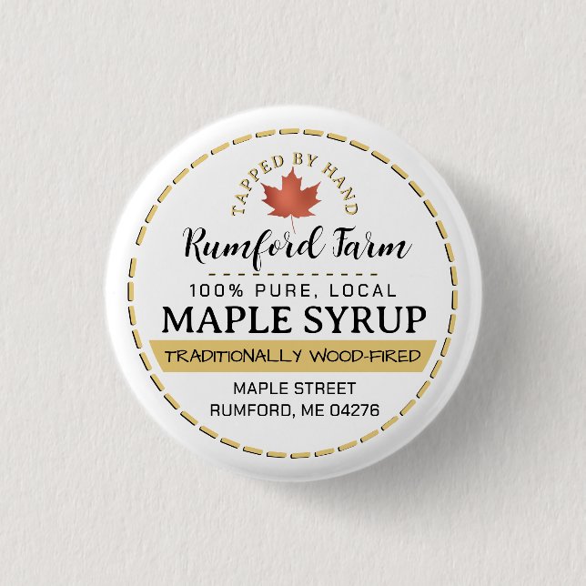 Farmer's Market Promotional Maple Syrup Gold Leaf  Button (Front)