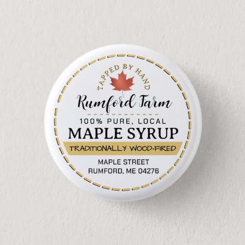 Farmers Market Promotional Maple Syrup Gold Leaf  Button