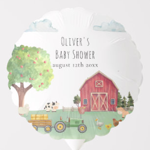 Farmers Market Red Barnyard Tractor Baby Shower Balloon
