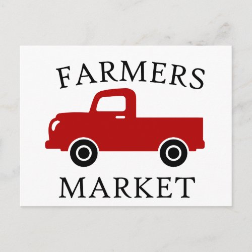 Farmers Market Red Truck Postcard