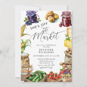 Farmers Market Retro Rustic Vintage Bridal Shower Invitation