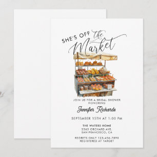 Farmers Market Retro Rustic Vintage Bridal Shower Invitation