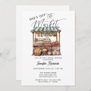 Farmers Market Retro Rustic Vintage Bridal Shower Invitation