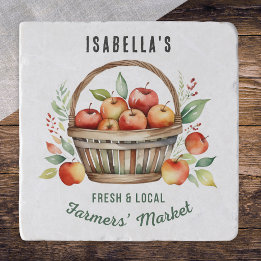 Farmers Market Rustic Apple Basket Personalized Trivet