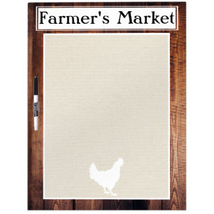Farmer's Market Rustic Country Farmhouse White Hen Dry-Erase Board