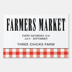 Farmers Market Rustic Farmhouse Style Gingham Sign