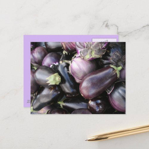 Farmers Market Selection of Purple Eggplants Postcard