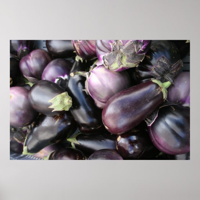 Farmers Market Selection of Purple Eggplants Poster (Front)