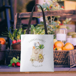 Farmers Market Shop Local Watercolor Tote Bag