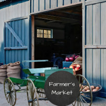 Farmers Market Simulated Chalkboard Round