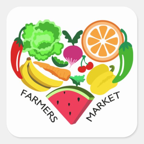 Farmers Market Square Sticker