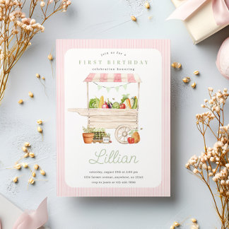 Farmers Market Stand Fruit and Vegetable Birthday Invitation