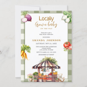 Farmers Market Stand Locally Grown Baby Shower Invitation
