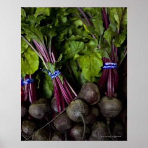 farmers market stand with various produce 2 poster