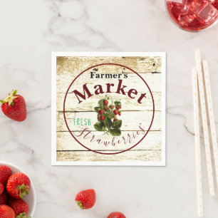 Farmer's market strawberries sign  napkins