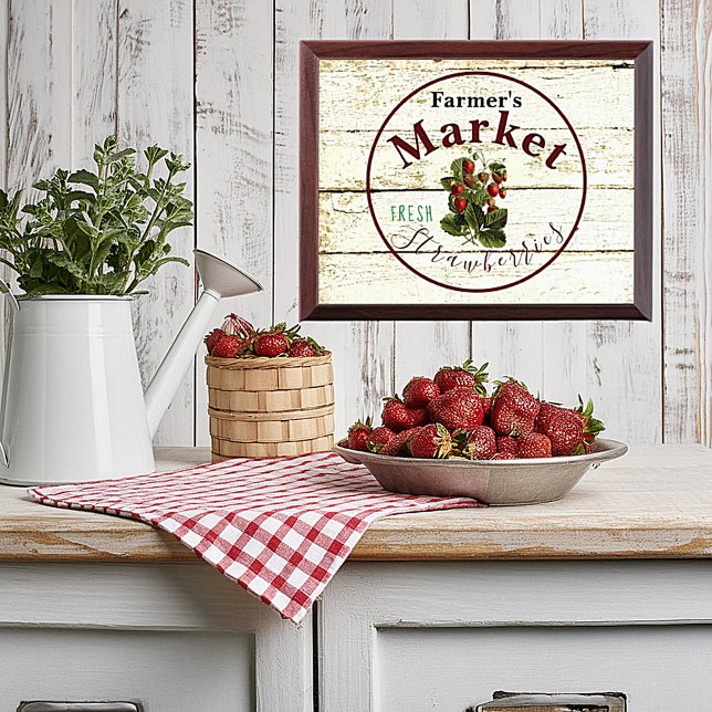 Farmer's Market strawberries sign Plaque (Creator Uploaded)