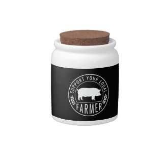 Farmers Market Support Your Local Pig Farmer Ranch Candy Jar