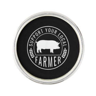 Farmers Market Support Your Local Pig Farmer Ranch Lapel Pin