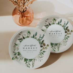 Farmers Market Theme Greenery Bridal Shower Paper Plates