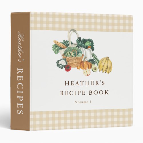 Farmers Market Theme Personalized Recipe 3 Ring Binder