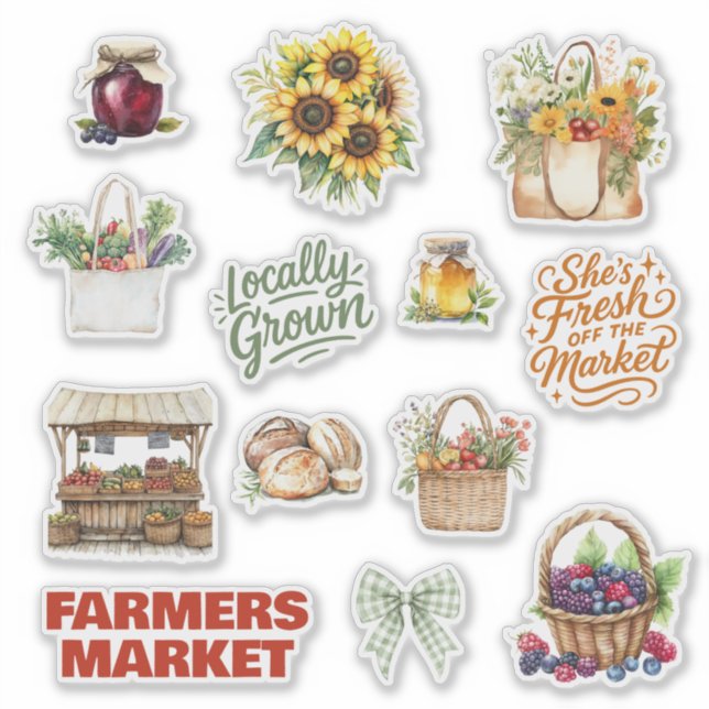 Farmers Market Theme Produce Bridal Shower Sticker (Front)