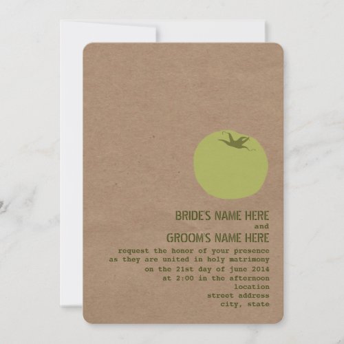 Farmer's Market Theme Wedding Invite Green Tomato