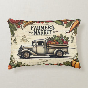 Farmers Market Truck Accent Pillow Country Home