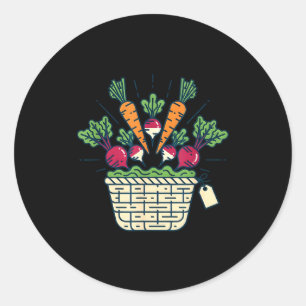 Farmers market vegetable basket carrots beets  classic round sticker