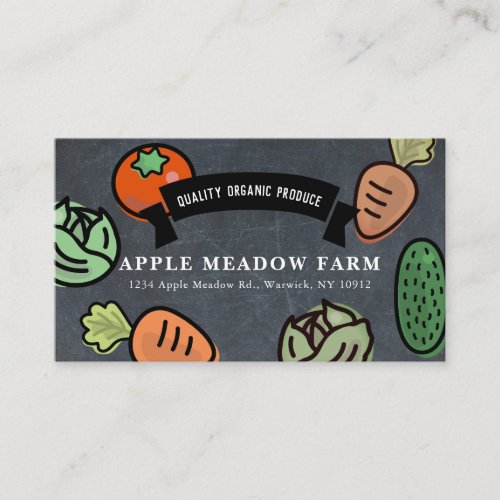 Farmers Market Vegetable Farm Chalkboard Business Card