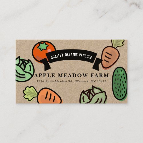 Farmers Market Vegetable Farm Kraft Paper Business Card