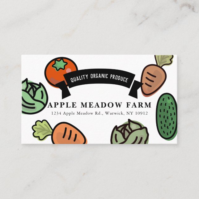 Farmers Market Vegetable Farm White Business Card (Front)