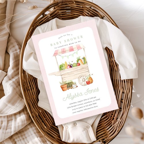 Farmers Market Vegetable Fruit Stand Baby Shower Invitation