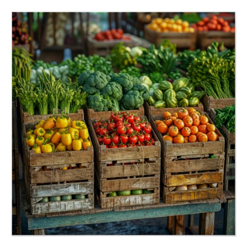 Farmers Market Vegetable Stand Poster