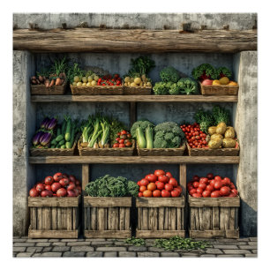 Farmers Market Vegetable Stand Poster