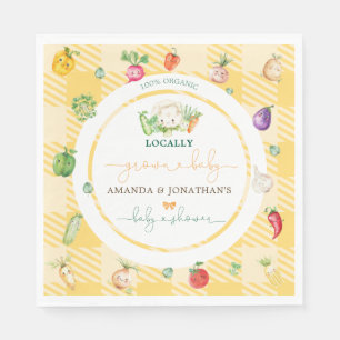 Farmers Market Vegetables Baby Shower Yellow Napkins