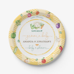 Farmers Market Vegetables Baby Shower Yellow Paper Plates