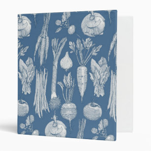 farmer's market vegetables cobalt denim 3 ring binder
