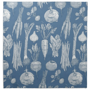 farmer's market vegetables cobalt denim cloth napkin