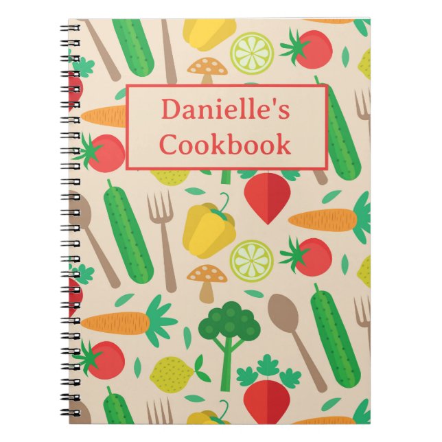Farmers Market Vegetables  Custom Cookbook Notebook (Front)