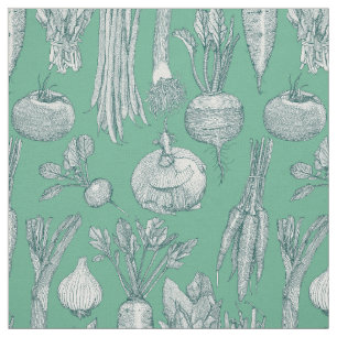 farmer's market vegetables dark teal peppermint fabric