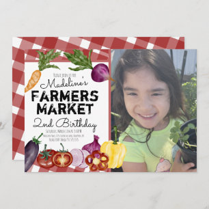 Farmers Market Vegetables Fruits Birthday Photo Invitation