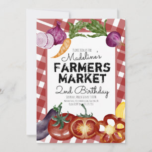 Farmers Market Vegetables Fruits Farm Birthday Invitation